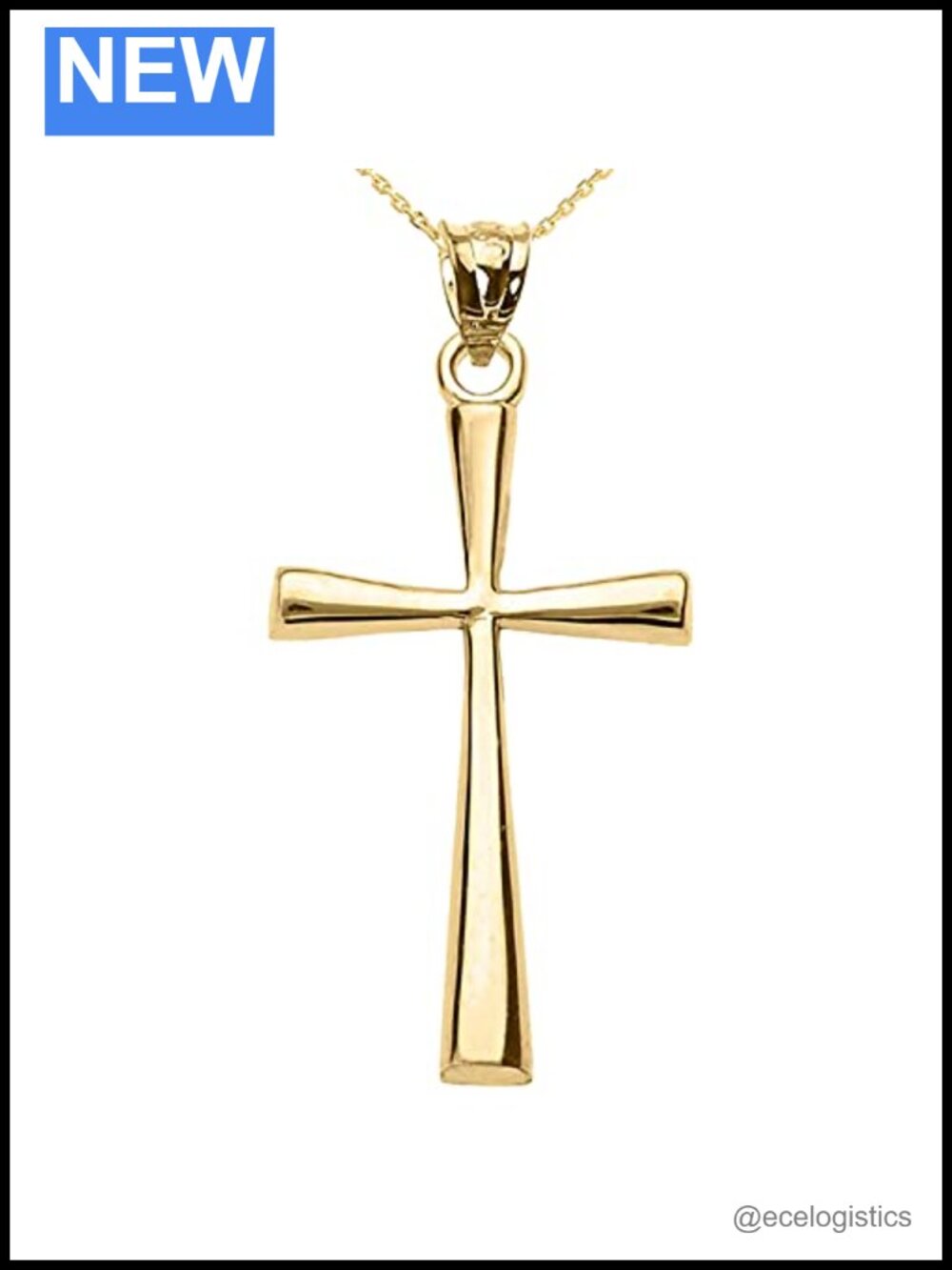 14K Yellow Gold Flared Cross Pendant Necklace